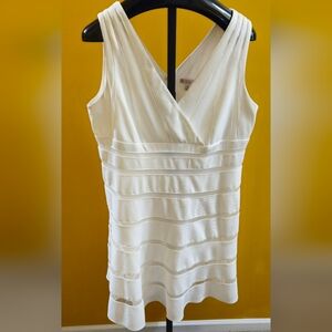 Dress Barn Elegant Ivory/Cream Midi Fit & Flare Dress - Size 18W